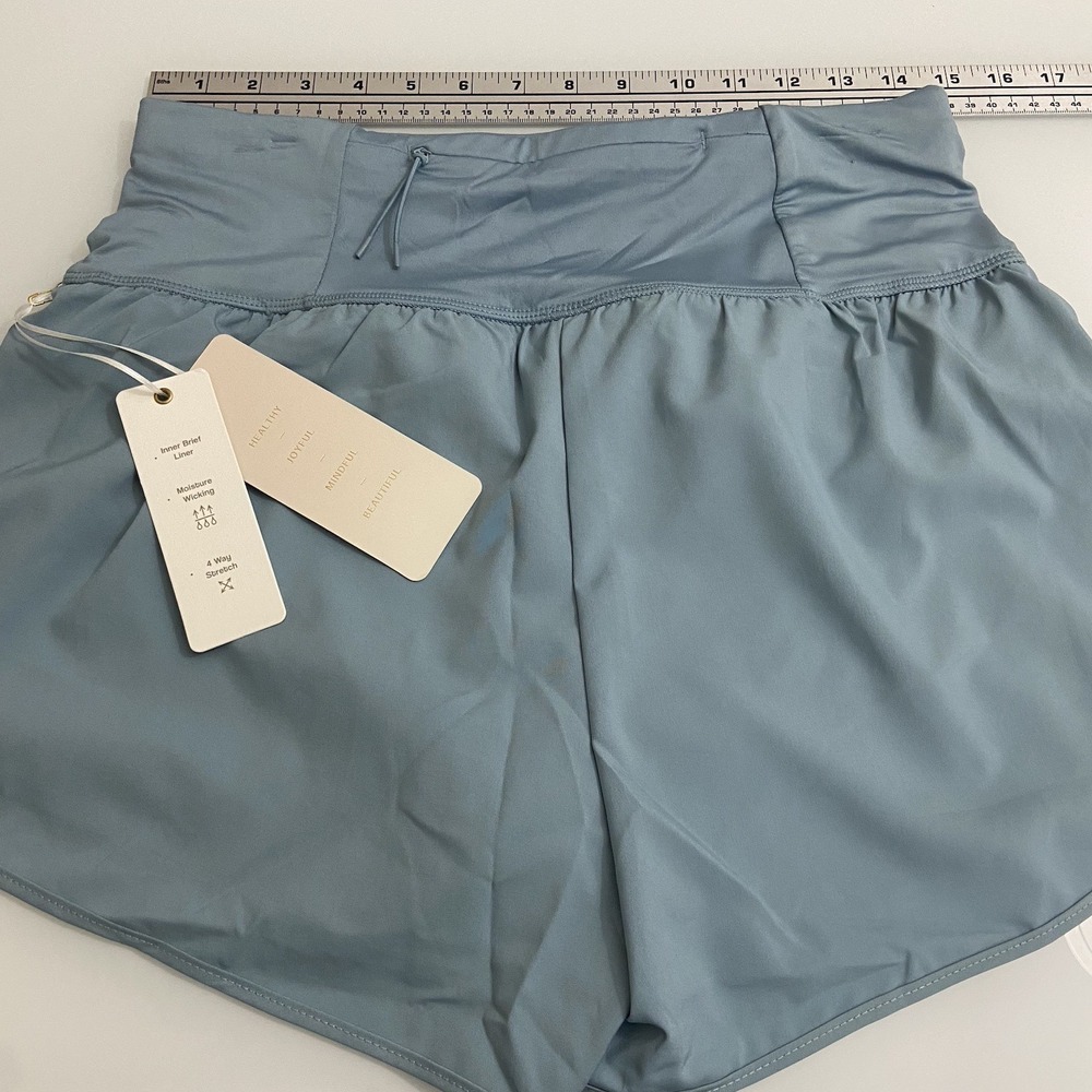 Women's Love‎ Tree Running Shorts Blue Pull On Athletic Lined Highwaisted Large